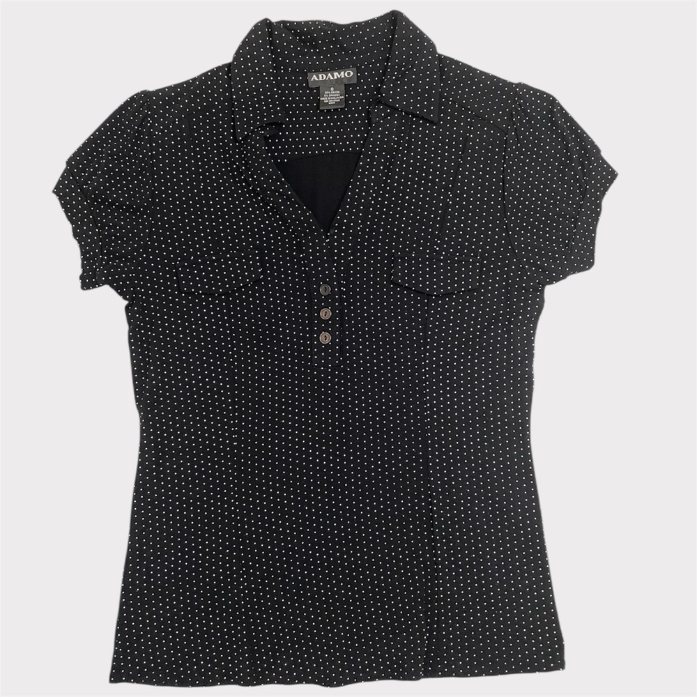Vintage 90s Black Polka Dot Blouse